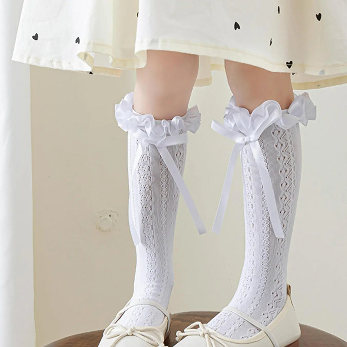 3 Pairs Girls' Summer Thin Bow Hollow Out Knee-High Socks, Lolita Princess Socks, Cute and Sweet, Pair with Small Boots, Lightweight Socks