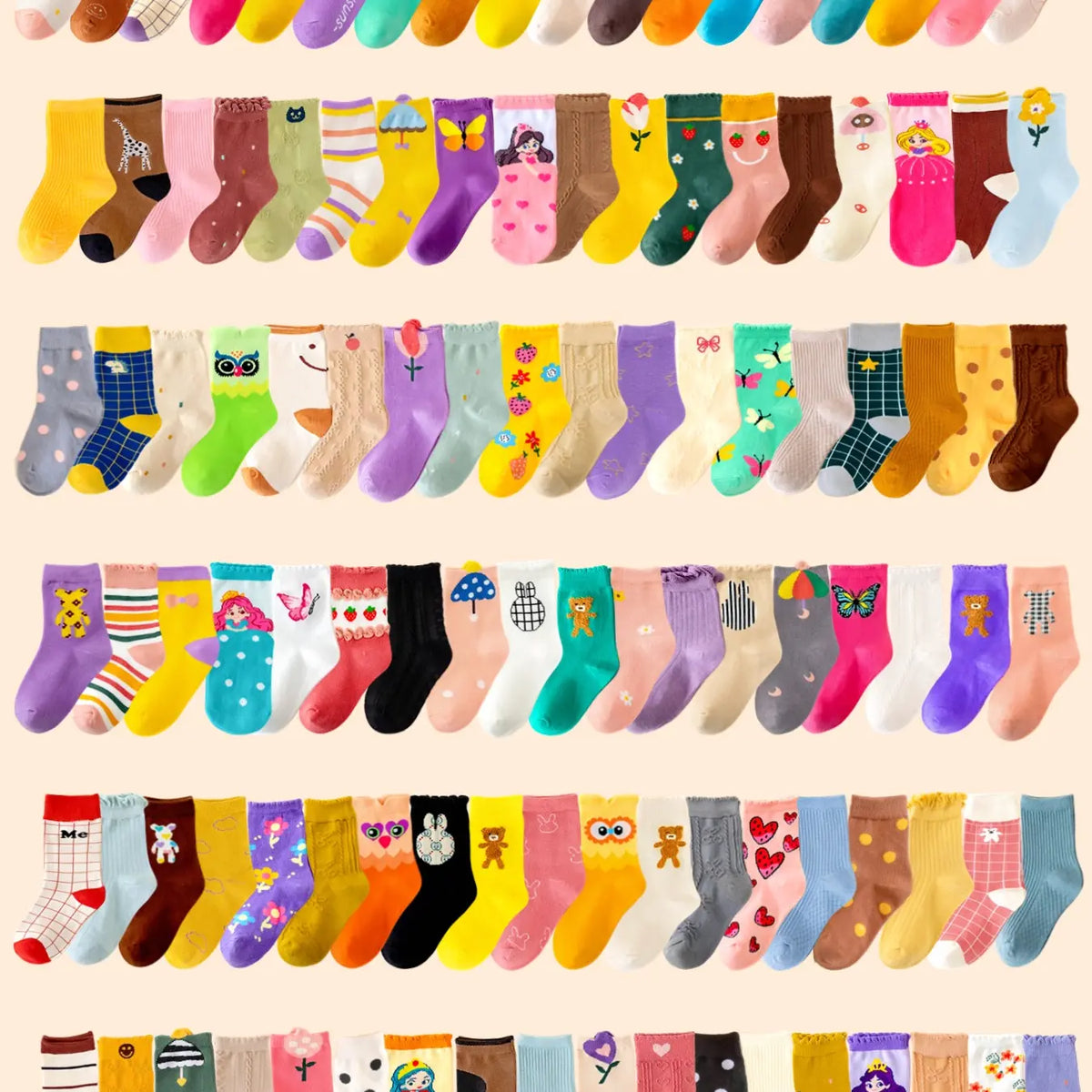 Random 15 Pairs Sock Set Girls Princess Casual Daily Knitted Socks, Soft Comfy Socks, Cute Cartoon Design, Soft Sweat-Absorbing Fabric, All-Season Wearable, Perfect Gift Idea