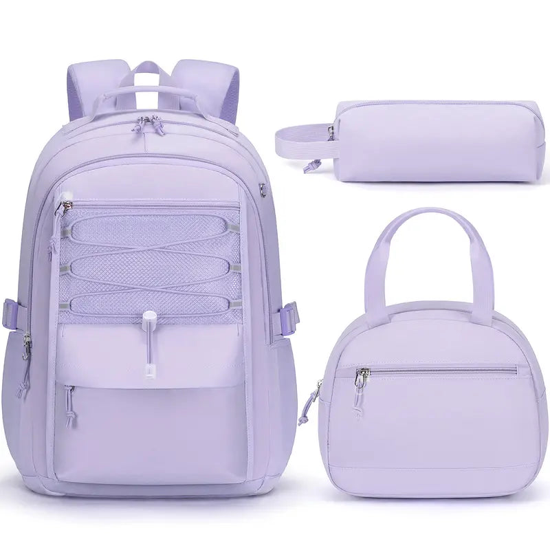 Fimibuke 3PCS Waterproof Backpack for School,Oxford Cloth Bookbag Set with Lunch Box & Pencil Case,school bag for Elementary Middle High School,Back to School Gift,Birthday's Gift