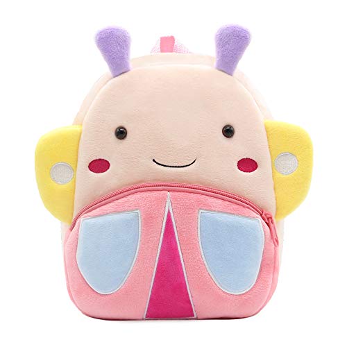 NICE CHOICE Cute Toddler Backpack Toddler Bag Plush Animal Cartoon Mini Travel Bag for Baby Girl Boy 2-6 Years(Pink Butterfly)