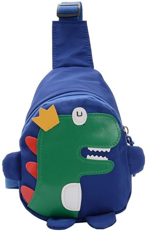Hiflyer Kids Sling Bags Crossbody Bag, Small Nylon Sling Bag for Travel, Cartoon Dinosaur Sling Bag (Blue)