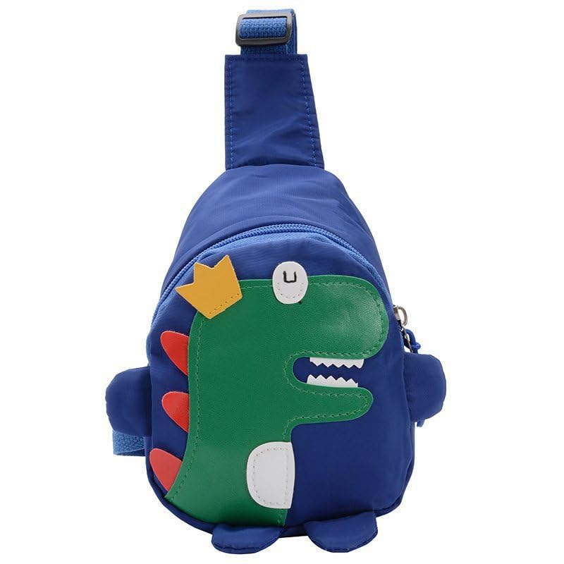 Hiflyer Kids Sling Bags Crossbody Bag, Small Nylon Sling Bag for Travel, Cartoon Dinosaur Sling Bag (Blue)