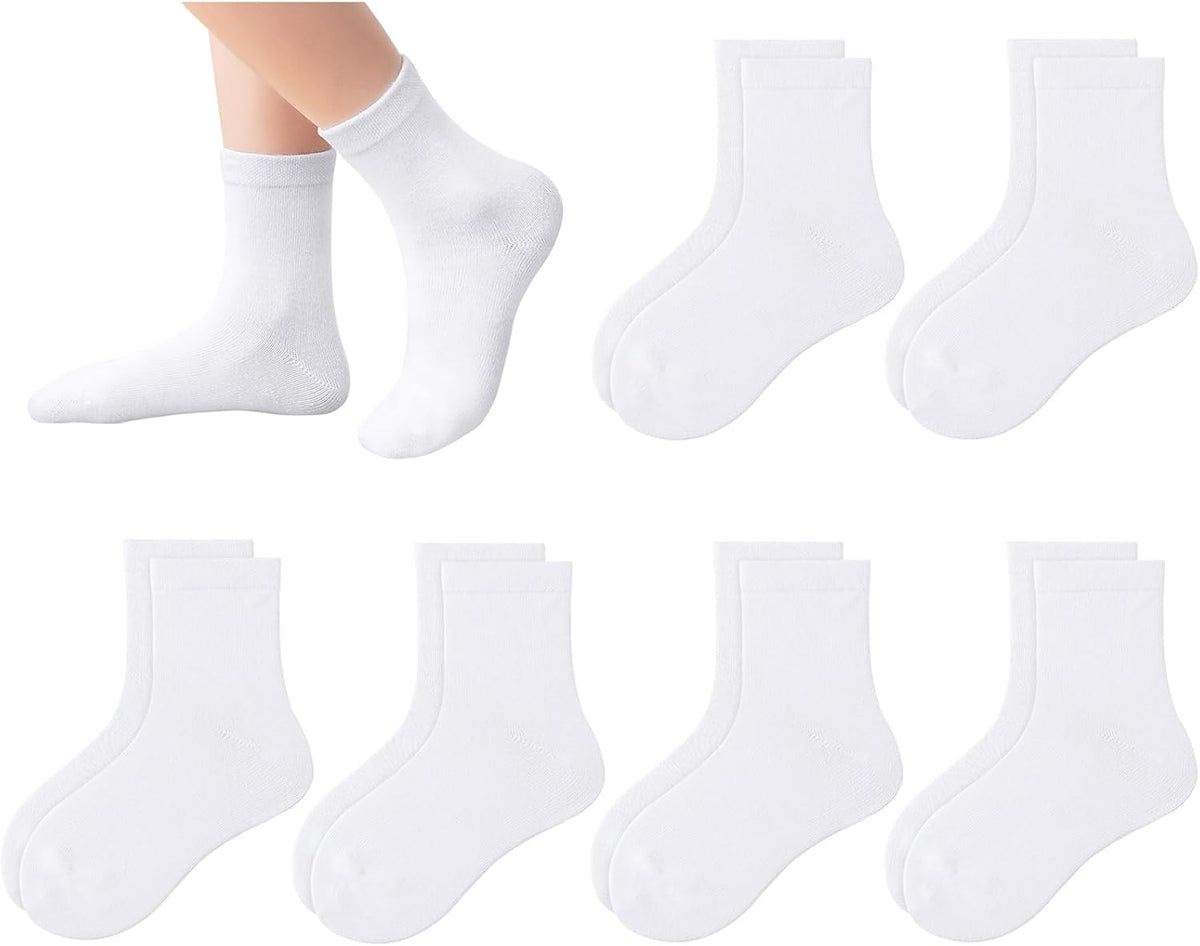 6 Pack Kids Socks Girls Socks for School Uniform Soft Cotton Seamless Toe Athletic Crew Socks