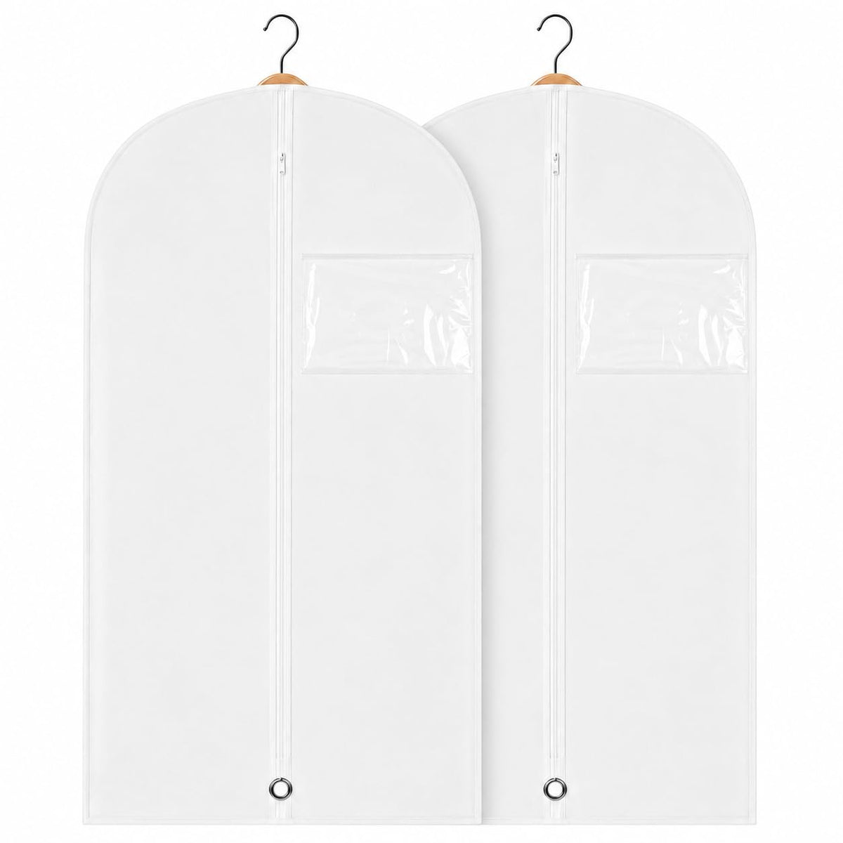 Kids Garment Bag with Clear Window, Hanging Clothes Storage Cover for Dresses, Suits & Dance Costumes, Breathable Travel Bag for Baby Toddler Child, 30" x 18", White, Pack of 2