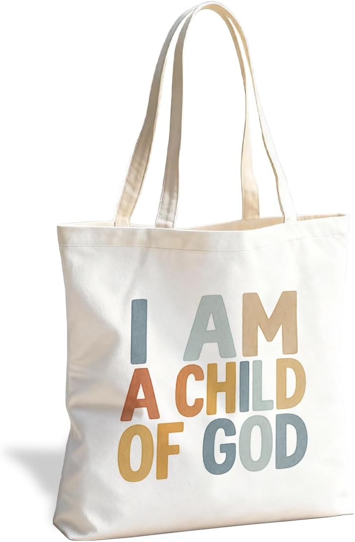 Christian Canvas Tote Bag for Women, Inspirational Faith Shoulder Bag