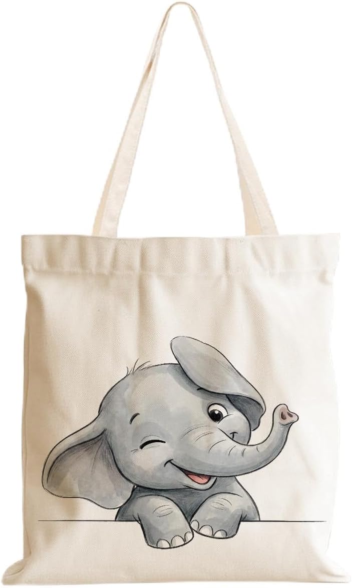 Cartoon Canvas Tote Bag, Gifts for Women Men Birthday Christmas Reusable Tote Shoulder Bag for Grocery Shopping 02