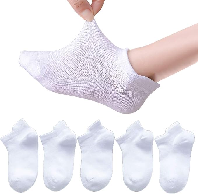 5 Pack Toddler Girls Boys Mesh Thin Cotton Low Cut Kids No Show Ankle Socks