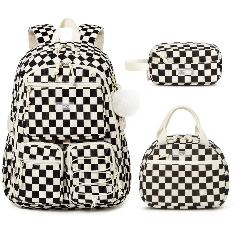 Fimibuke 3PCS Waterproof Backpack for School,Oxford Cloth Bookbag Set with Lunch Box & Pencil Case,school bag for Elementary Middle High School,Back to School Gift,Birthday's Gift