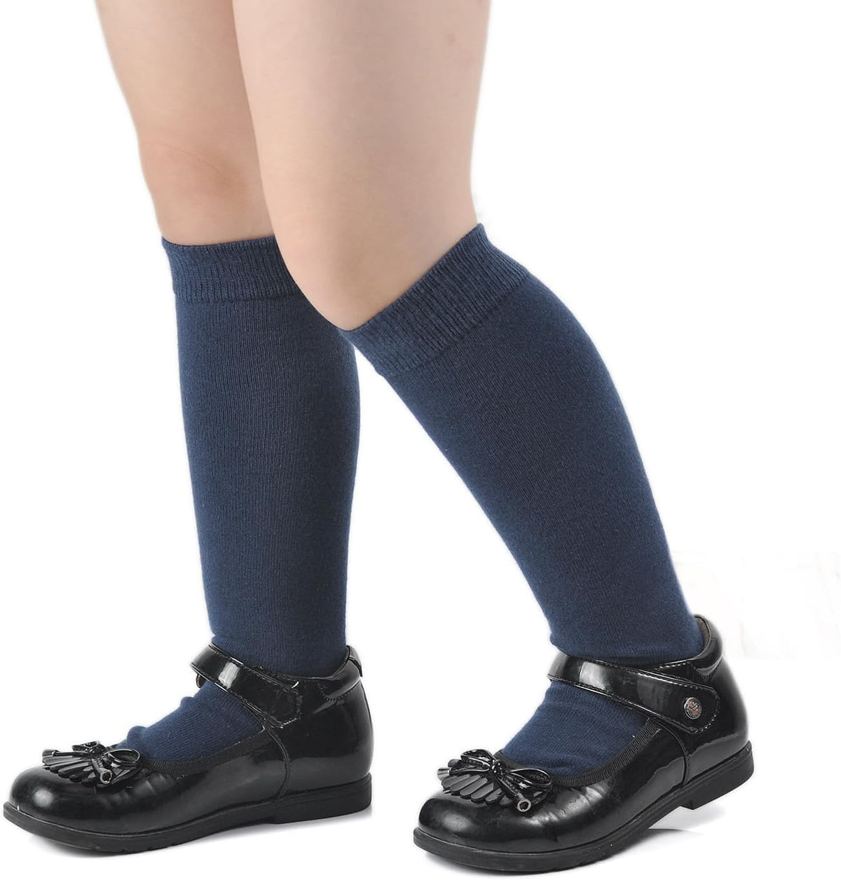 EPEIUS Girls Knee High Socks, Seamless Cotton School Uniform Socks 3-5 Pack