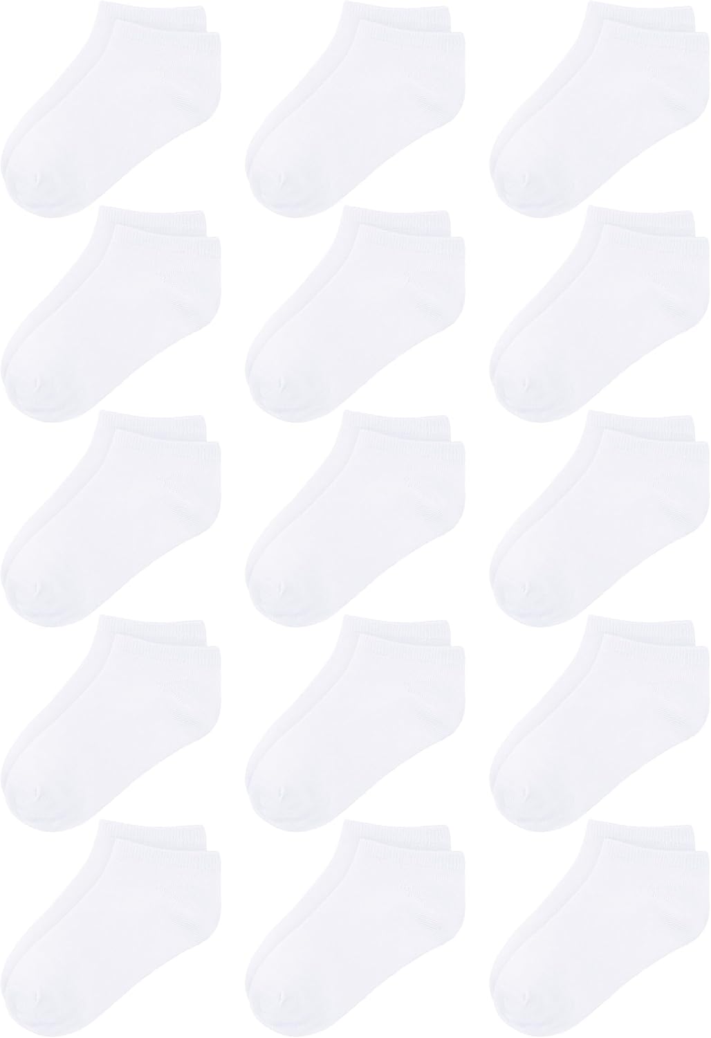Cooraby 15 Pack Kids' Half Cushion Low Cut Athletic Ankle Socks Boys Girls Ankle Socks