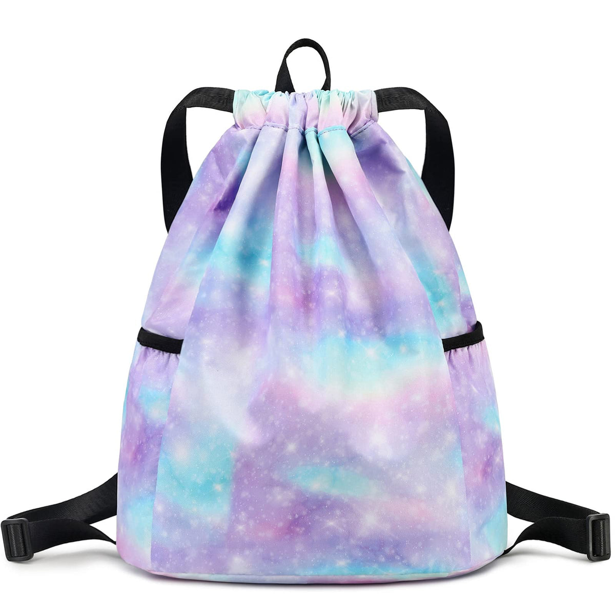 Children Boy Girl Ocean Shark Print Drawstring Backpack Outdoor Casaul Portable Shoulder Bag Swim Gymsack Sack Pack Dark Blue