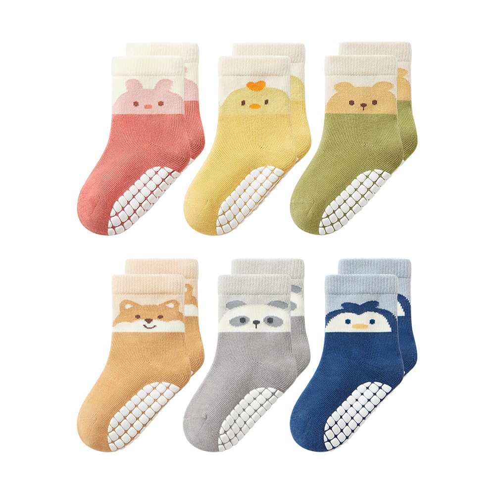 Non-Slip Baby Cotton Ankle Socks with Grippers for Toddler Walking