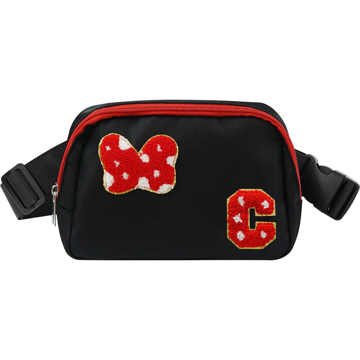 DEEKI Initial Letter Cute Mouse Fanny Pack for Girls Waterproof Crossbody Waist Bag with Adjustable Strap Personalized Belt Bag for Travel-R