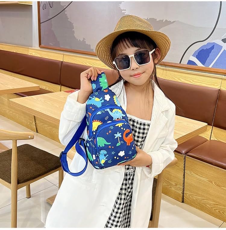 Hiflyer Kids Crossbody Sling Bag, Small Nylon Travel Cartoon Bag (Blue)