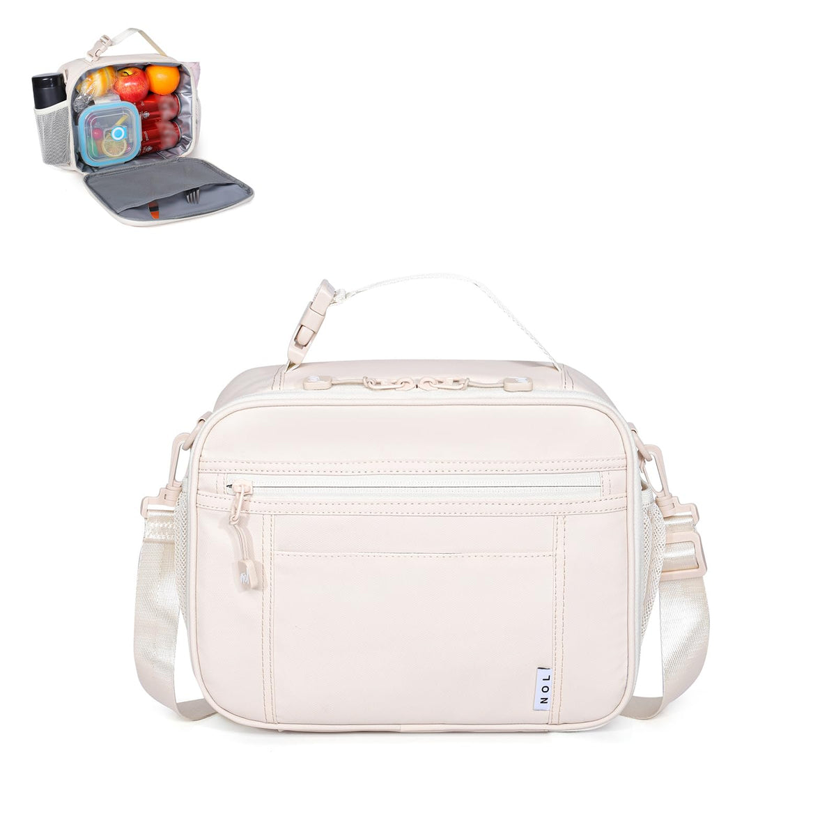 NOL Lunch Bag for Children Adult Insulated Lunch box Waterproof Cooler Reusable Zip Closure with Buckle Handle Holds for Snacks & Water Bottle School Work, Light blue
