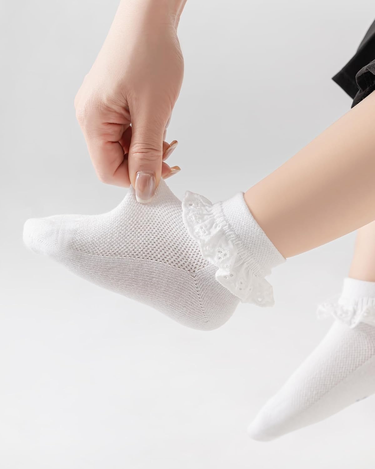 Funjoon Girls Toddler Little Girls White Ruffle Socks Dress Lace Frilly