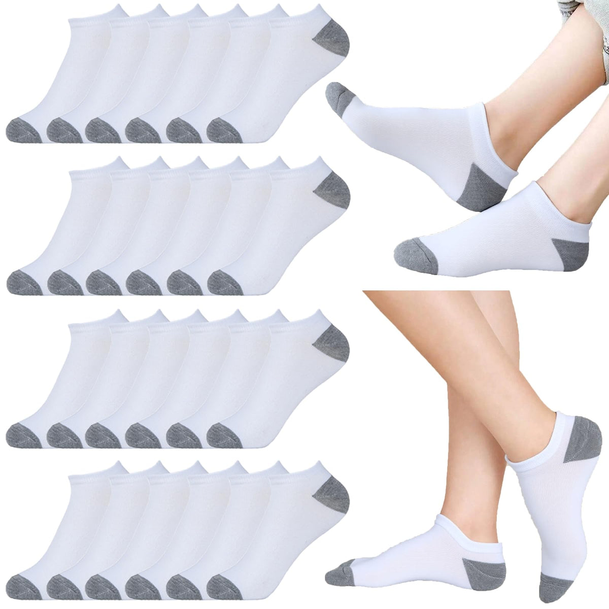 12-30 Pairs Low Cut Ankle Socks for Women No Show Casual Breathable Athletic Socks Bulk for Sport