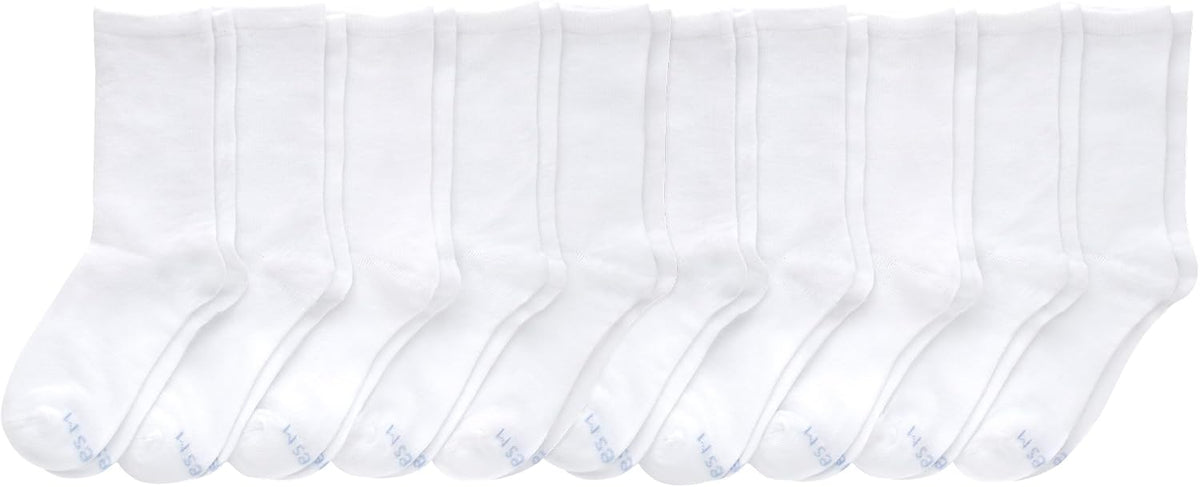 Hanes Girls' Uniform Crew Socks, Plain Crew Socks, Knit Crew Socks for School Or Play, 10-pairs