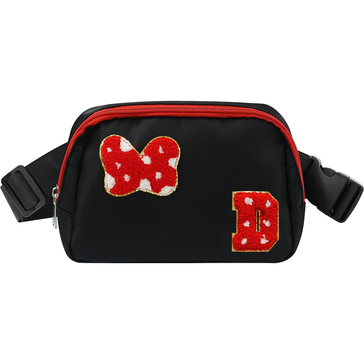 DEEKI Initial Letter Cute Mouse Fanny Pack for Girls Waterproof Crossbody Waist Bag with Adjustable Strap Personalized Belt Bag for Travel-R