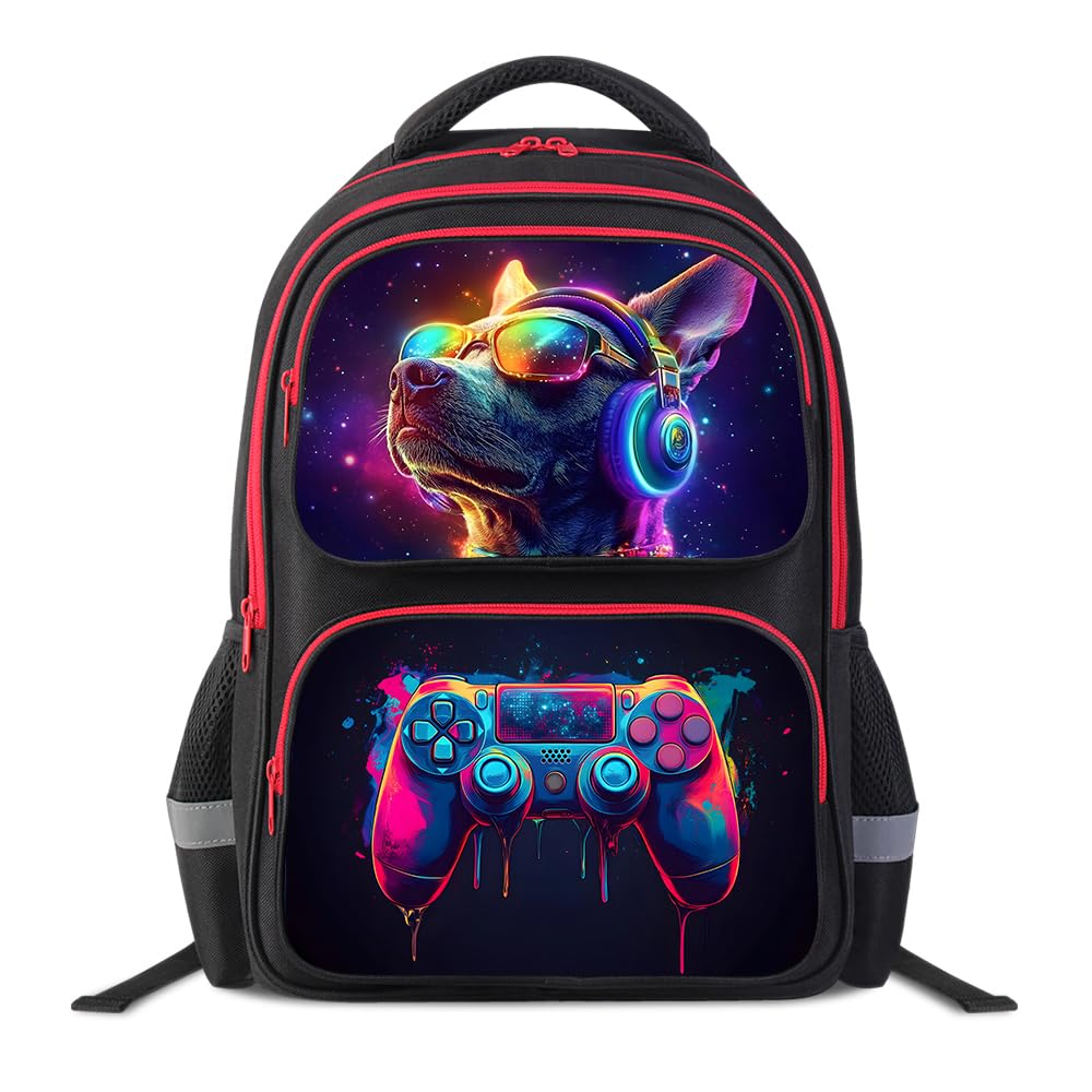 Cartoon Kids Backpack for School - 17 Inch Lightweight Bookbag with 3D Reflective Design & Luminous Safety Strips | Durable 600D Polyester, Adjustable Straps for Ages 6-18