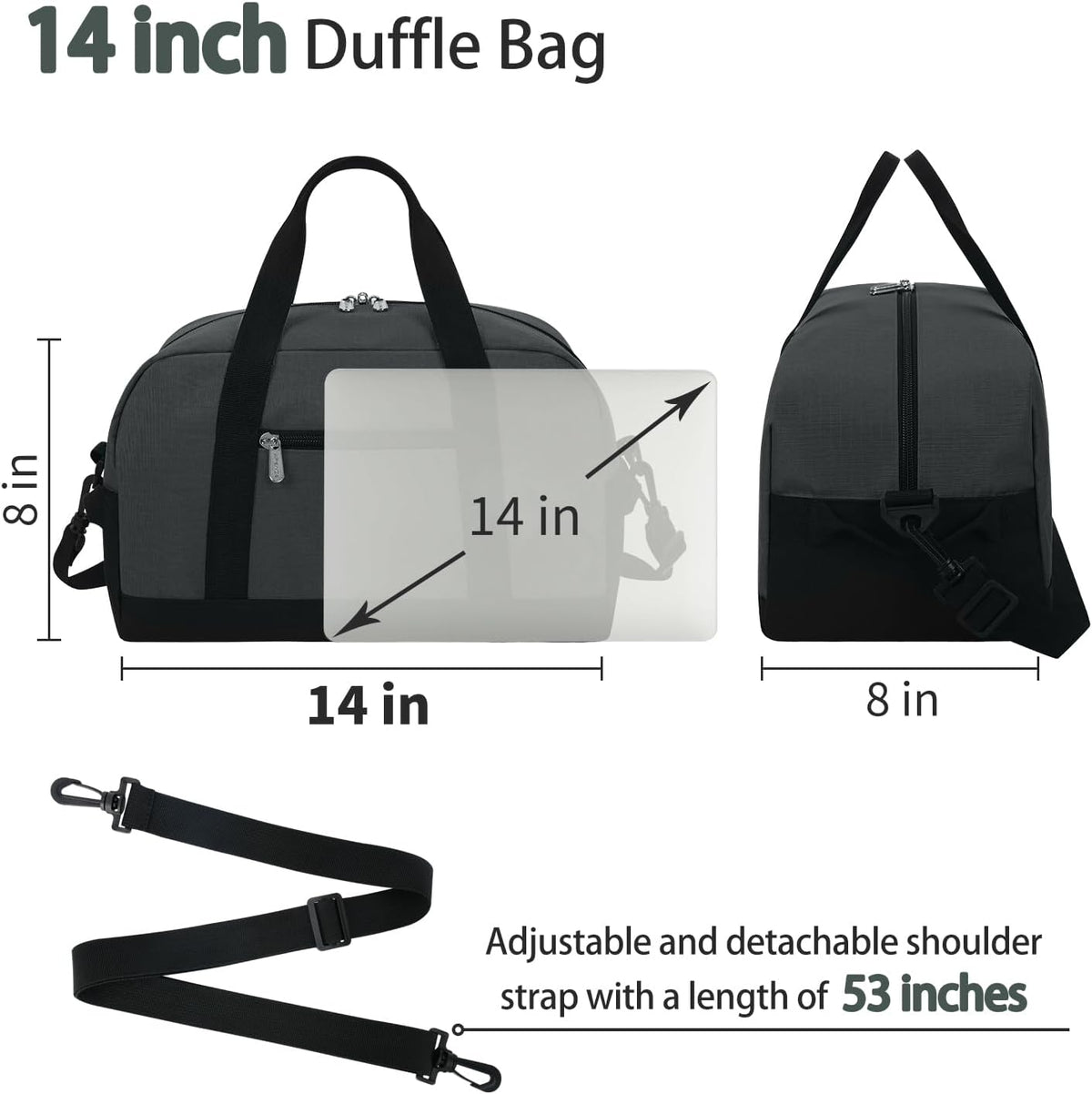Apenze Small Gym Bag for Men, 14-inch Small Duffle Bag for Overnight Travel