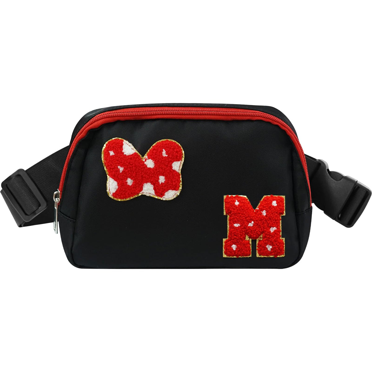 DEEKI Initial Letter Cute Mouse Fanny Pack for Girls Waterproof Crossbody Waist Bag with Adjustable Strap Personalized Belt Bag for Travel-R