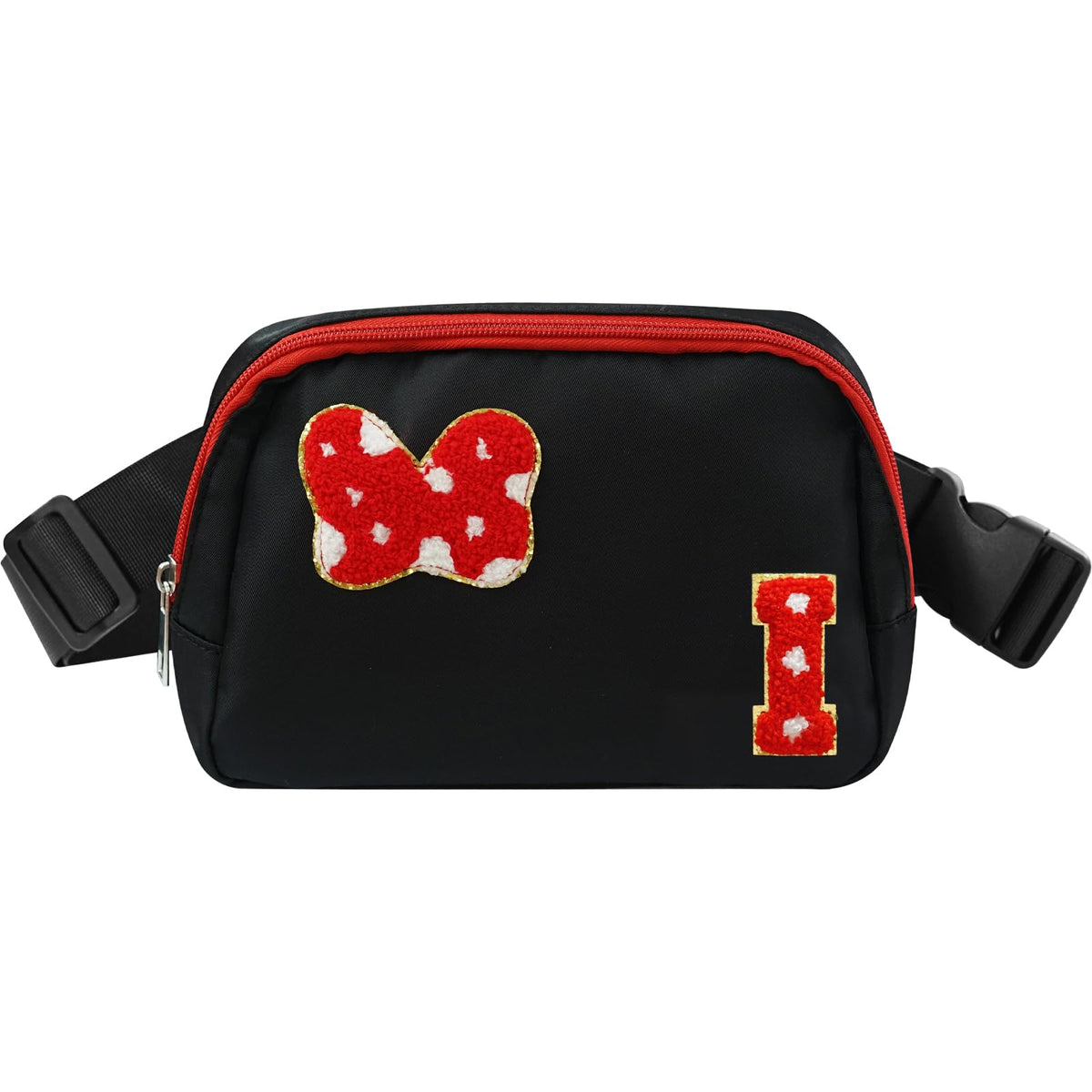DEEKI Initial Letter Cute Mouse Fanny Pack for Girls Waterproof Crossbody Waist Bag with Adjustable Strap Personalized Belt Bag for Travel-R