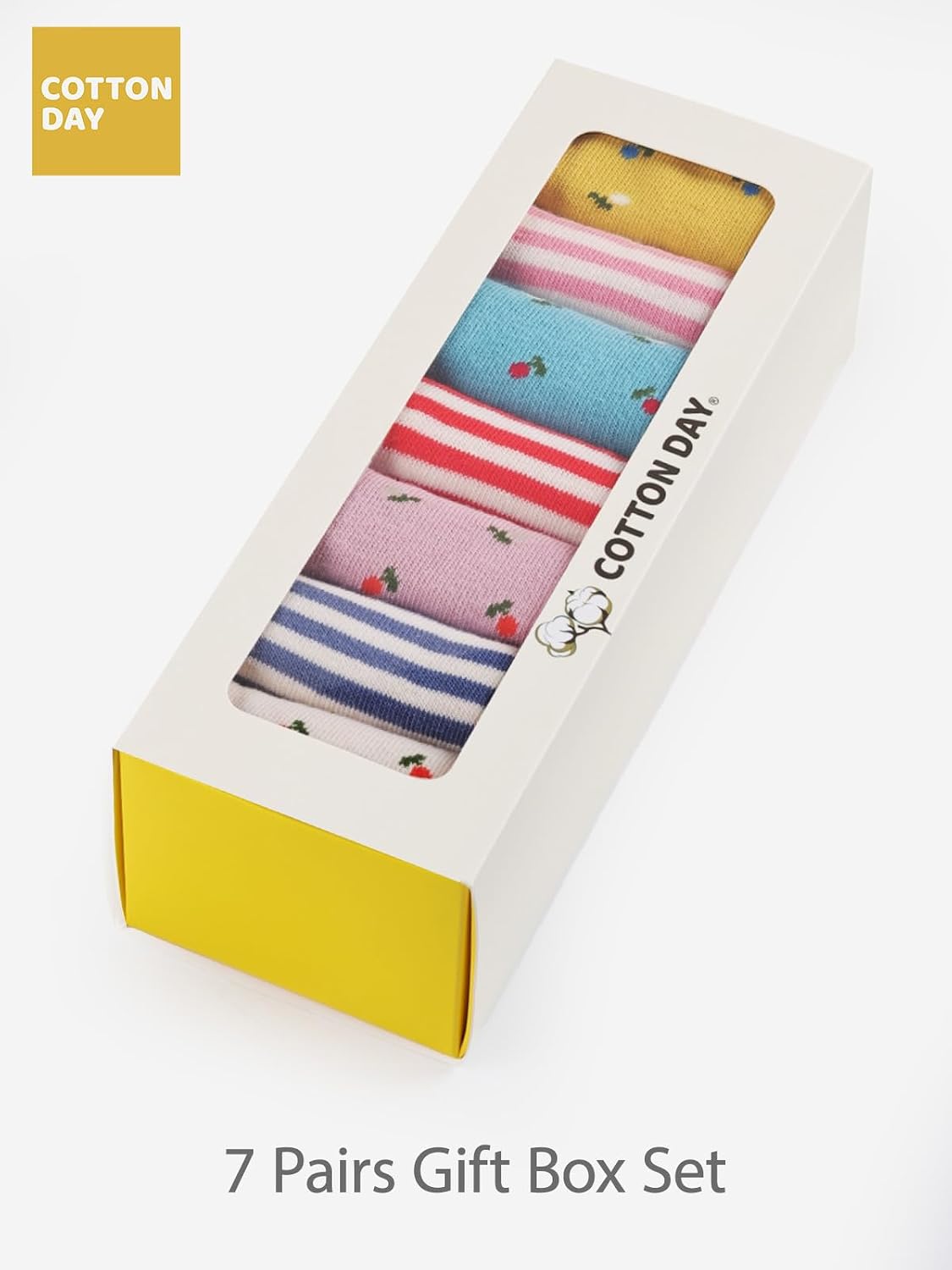 COTTON DAY 7 Days of the Week Kids Girls Cute Fashion Design Socks Gift Box