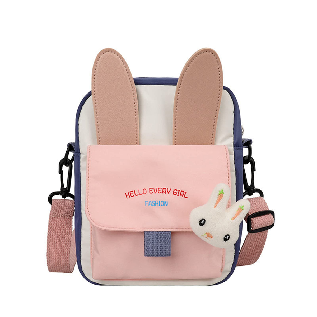 Hiflyer Pink Strawberry Sling Backpack, Small Backpack for Girls, Kawaii Bag, Lightweight Canvas, Adjustable Shoulder Strap, Zipper, 8x5x2 inches