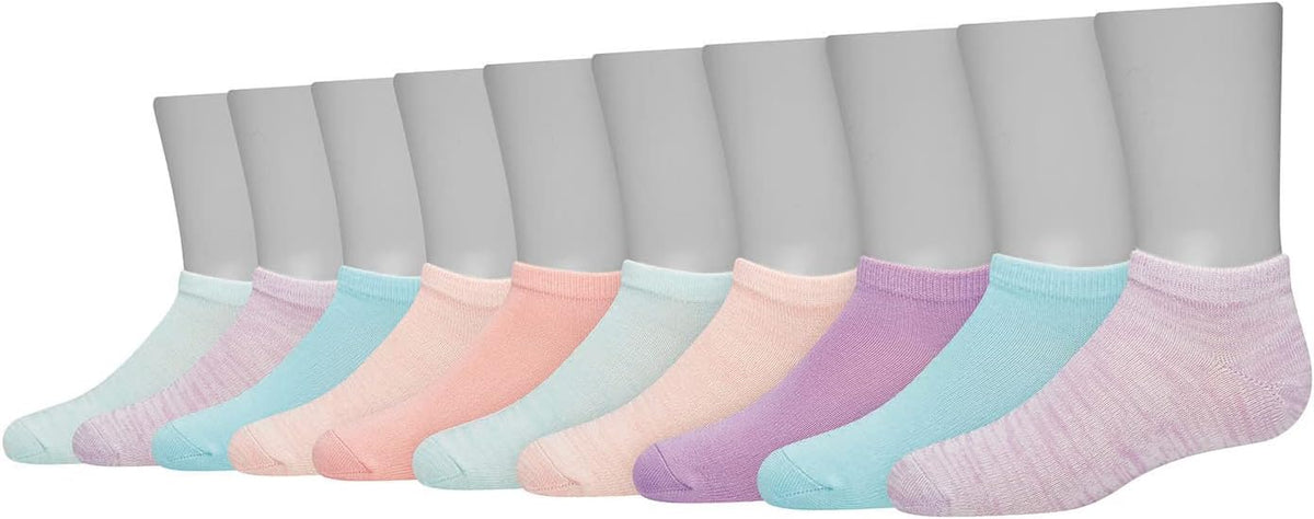 Hanes Girls' Ankle Socks, Comfortsoft Soft Stretch Socks for Girls, Assorted, 10-pair Pack