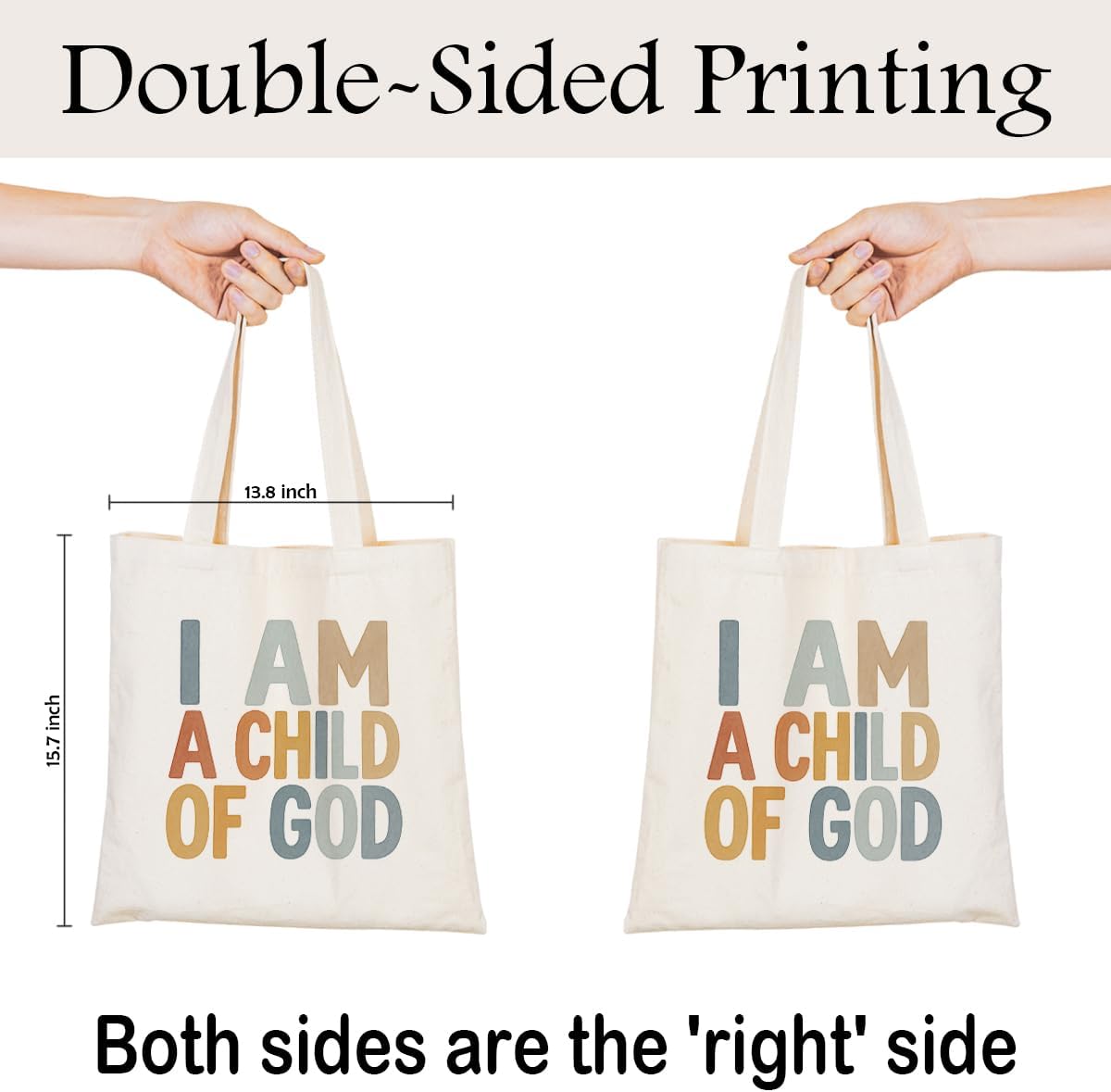 Christian Canvas Tote Bag for Women, Inspirational Faith Shoulder Bag