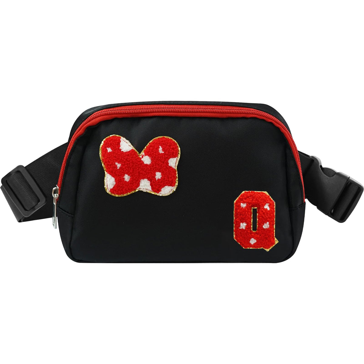 DEEKI Initial Letter Cute Mouse Fanny Pack for Girls Waterproof Crossbody Waist Bag with Adjustable Strap Personalized Belt Bag for Travel-R