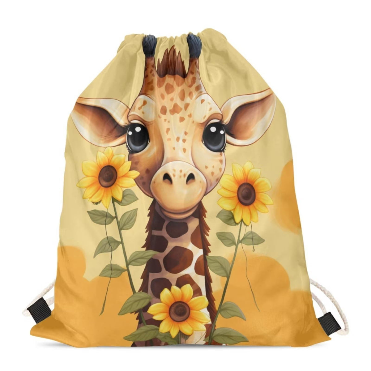 Upetstory Sunflower Giraffe Drawstring Backpack Cinch Sackpack for Women Medium Gym Bag Lightweight Draw String Bag Sports Yoga Rucksack Swim Travel Day Pack