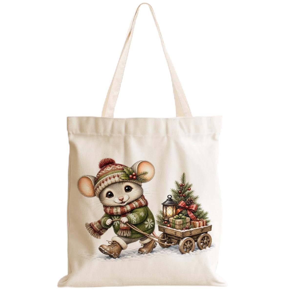 Cartoon Canvas Tote Bag, Gifts for Women Men Birthday Christmas Reusable Tote Shoulder Bag for Grocery Shopping 02