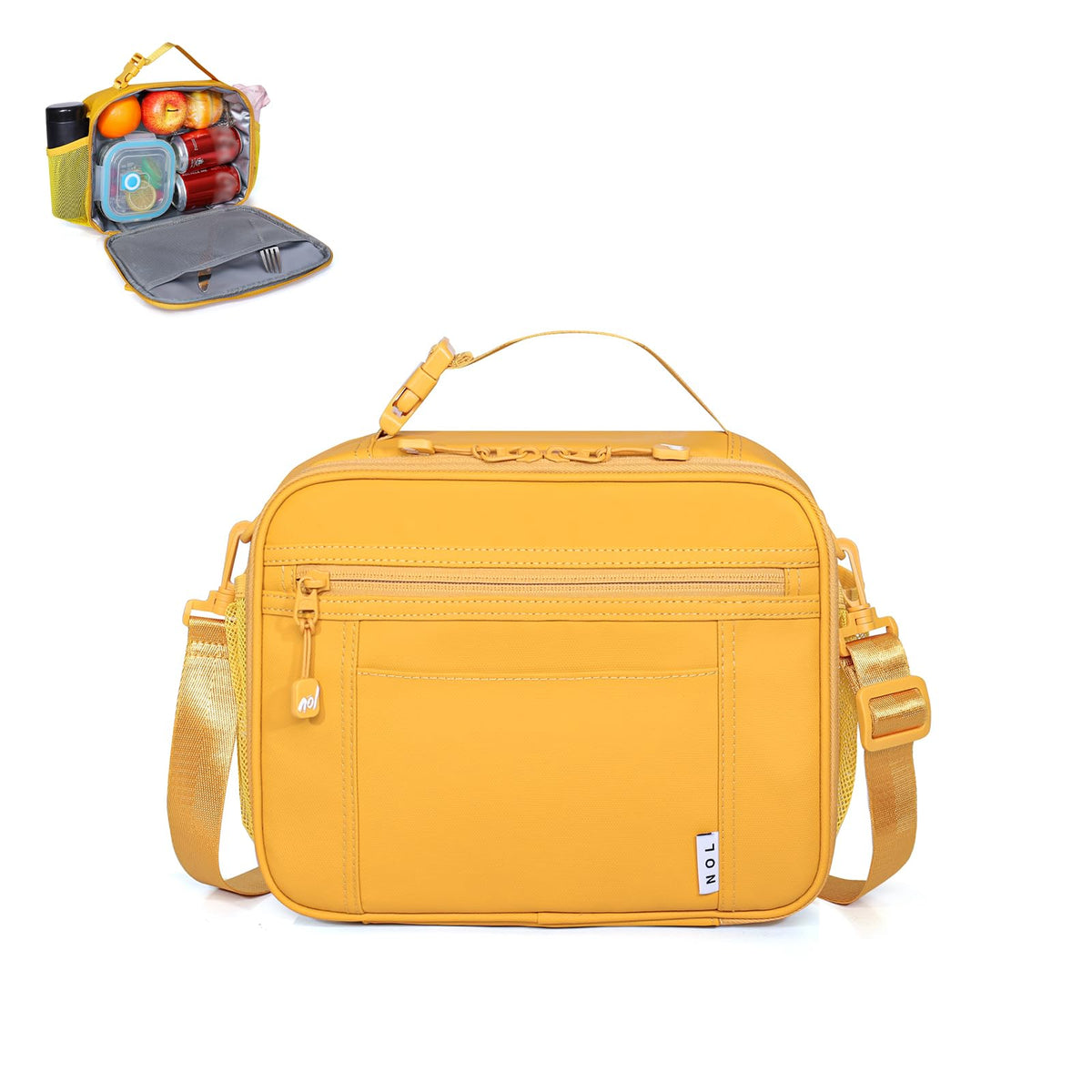 NOL Lunch Bag for Children Adult Insulated Lunch box Waterproof Cooler Reusable Zip Closure with Buckle Handle Holds for Snacks & Water Bottle School Work, Light blue