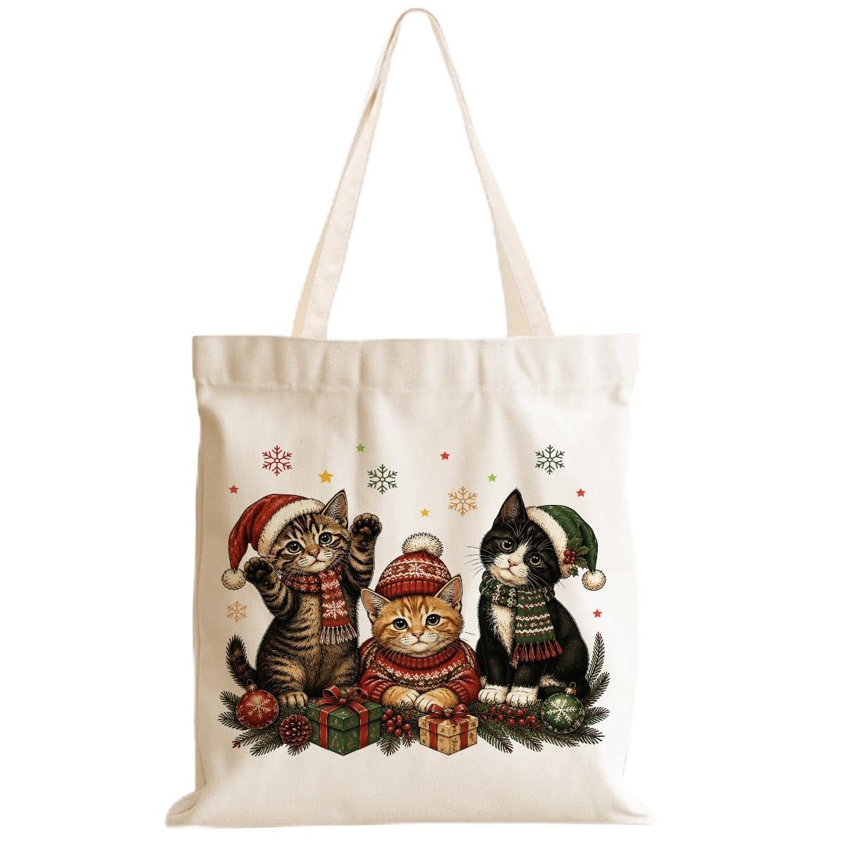 Cartoon Canvas Tote Bag, Gifts for Women Men Birthday Christmas Reusable Tote Shoulder Bag for Grocery Shopping 02