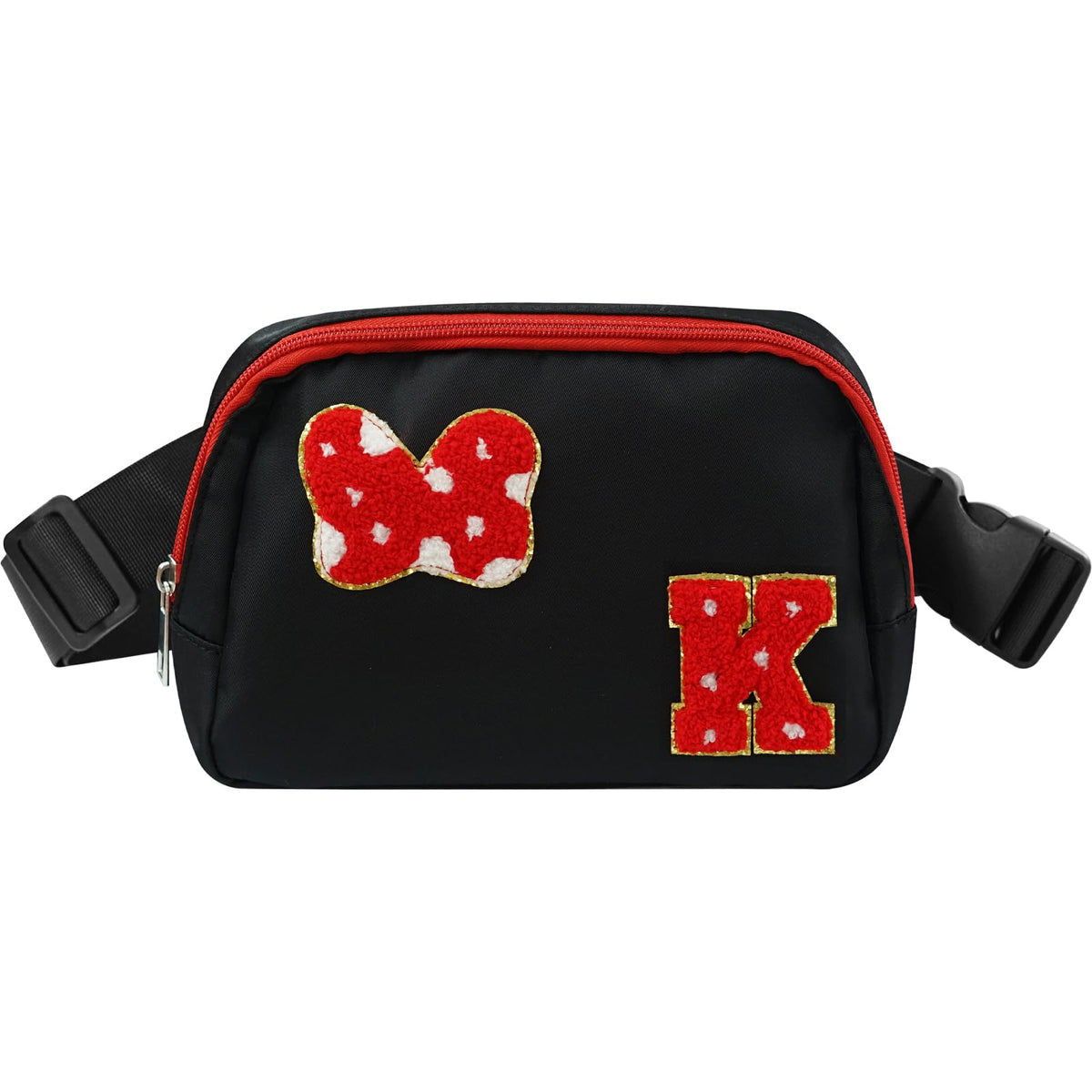 DEEKI Initial Letter Cute Mouse Fanny Pack for Girls Waterproof Crossbody Waist Bag with Adjustable Strap Personalized Belt Bag for Travel-R