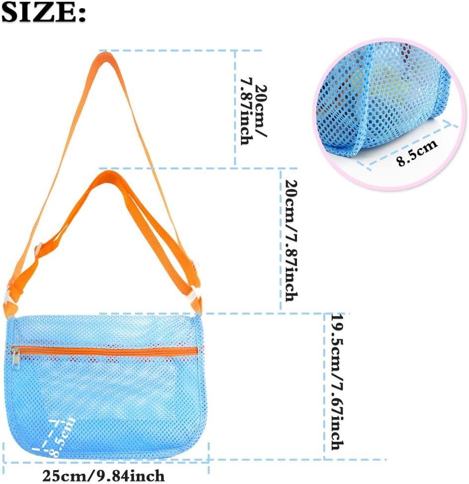 3Pcs Seashell Collecting Bags with Adjustable Shoulder Straps,New