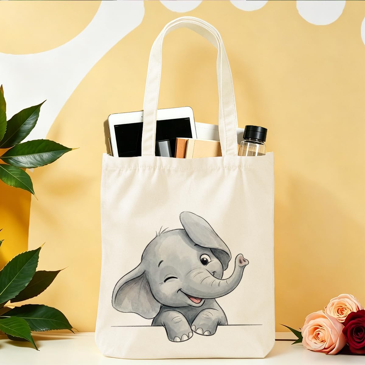 Cartoon Canvas Tote Bag, Gifts for Women Men Birthday Christmas Reusable Tote Shoulder Bag for Grocery Shopping 02