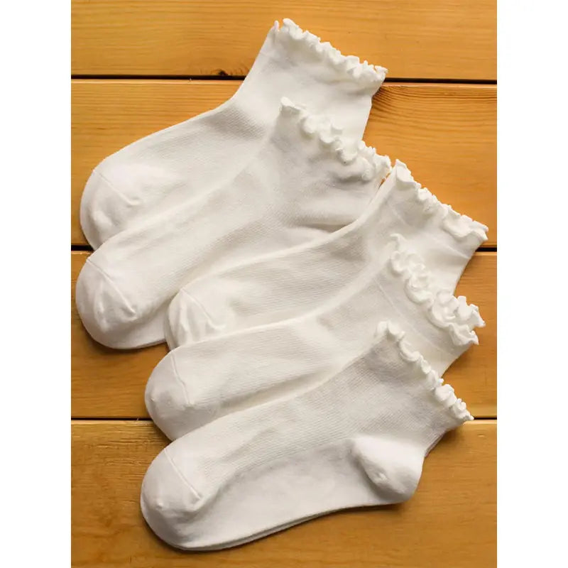 Women's Solid Ruffle Crew Ankle Socks - Soft Breathable Knit Frill Trim, Casual Daily Wear, Ankle Fit Short Length, Prop 65 Safe for Spring Summer