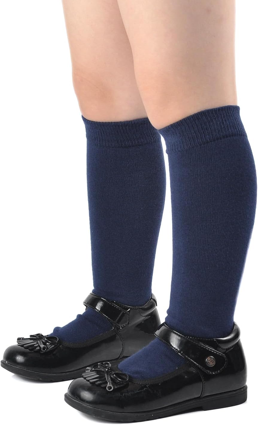 EPEIUS Girls Knee High Socks, Seamless Cotton School Uniform Socks 3-5 Pack