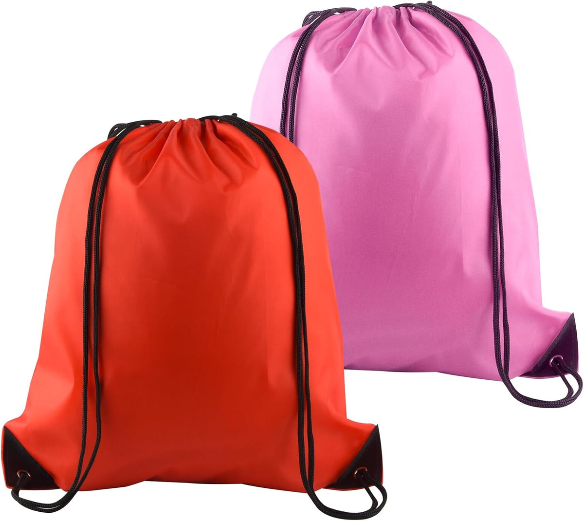 PLULON 2Pcs Drawstring Bags Bulk, Drawstring Backpack Pink Red String Backpack Cinch Sack Sport Gym Backpack Bags for Yoga Traveling Outdoor Sports