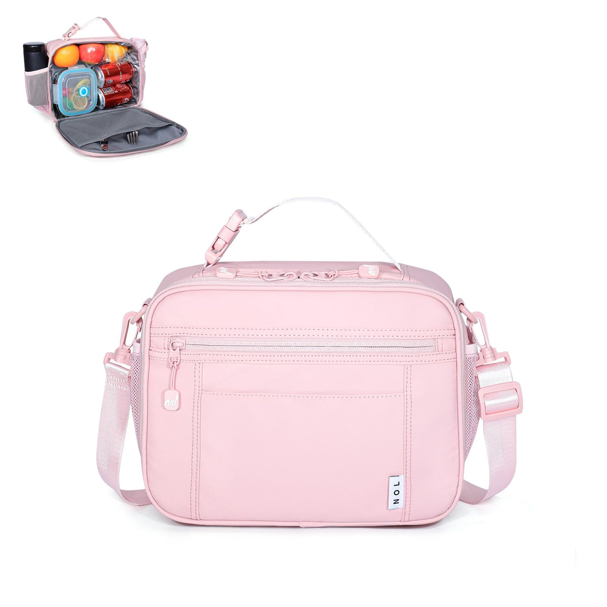 NOL Lunch Bag for Children Adult Insulated Lunch box Waterproof Cooler Reusable Zip Closure with Buckle Handle Holds for Snacks & Water Bottle School Work, Light blue