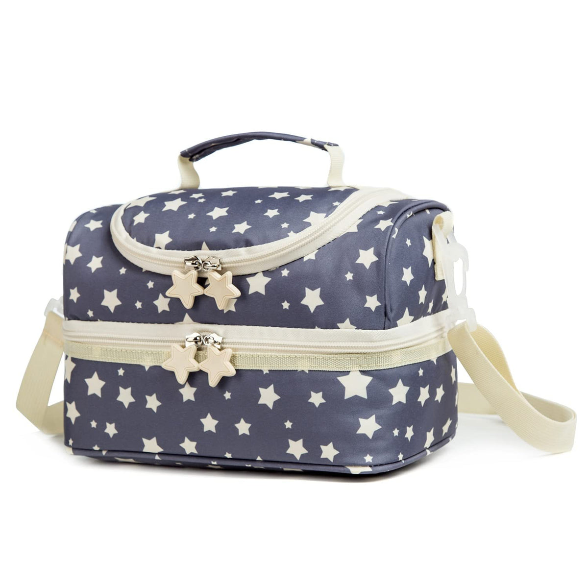Insulated Kids Dual Compartment Lunch Bags Tote for Girls Boys Toddler Lunch Boxes Pre-School Toddler Kindergarten Elementary Picnic Food Cooler Thermal with Strap (Rainbow Daisies)