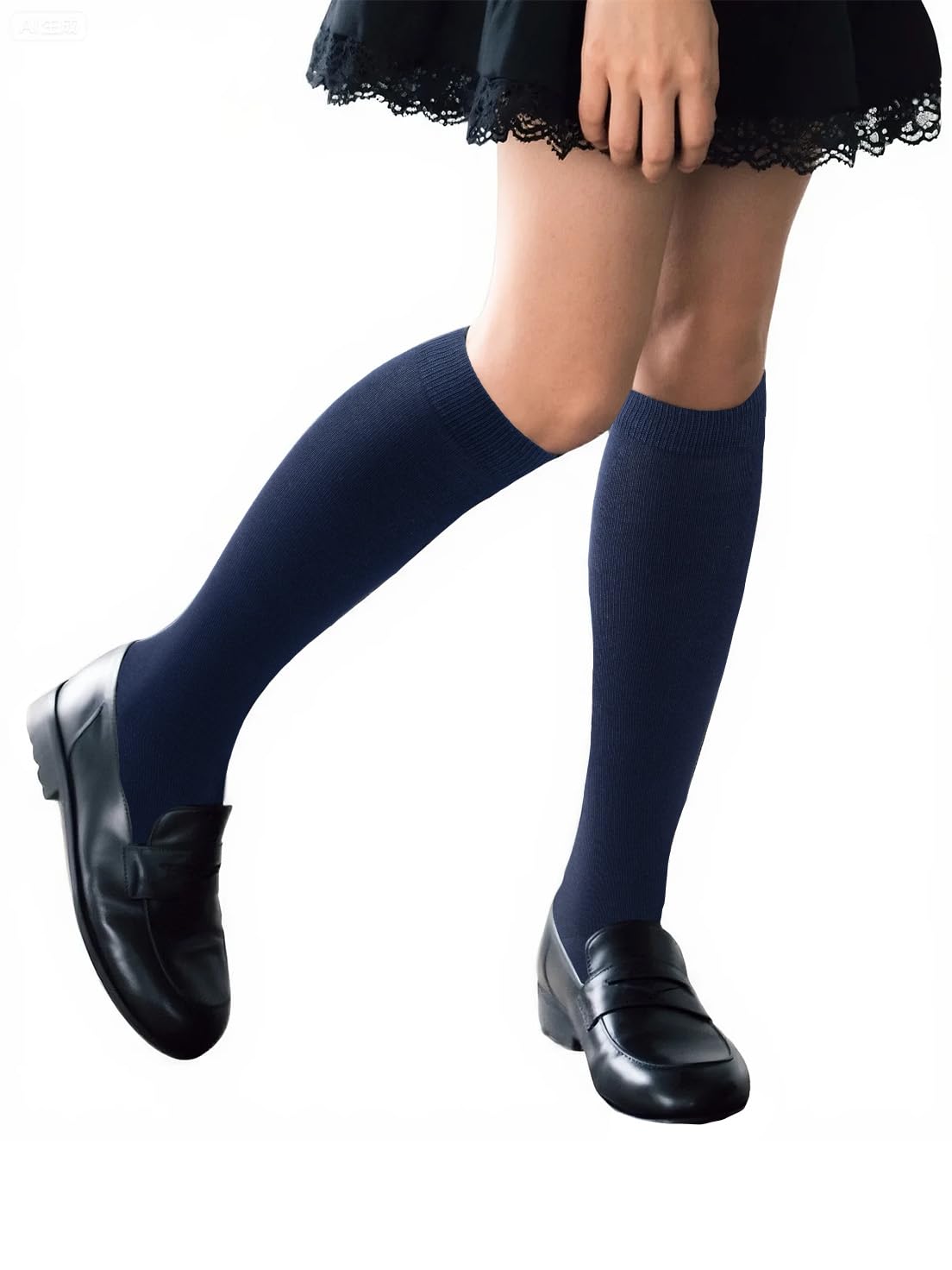 COTTON DAY Kids Girls Unisex School Knee High Socks Black White Navy 3 Pack