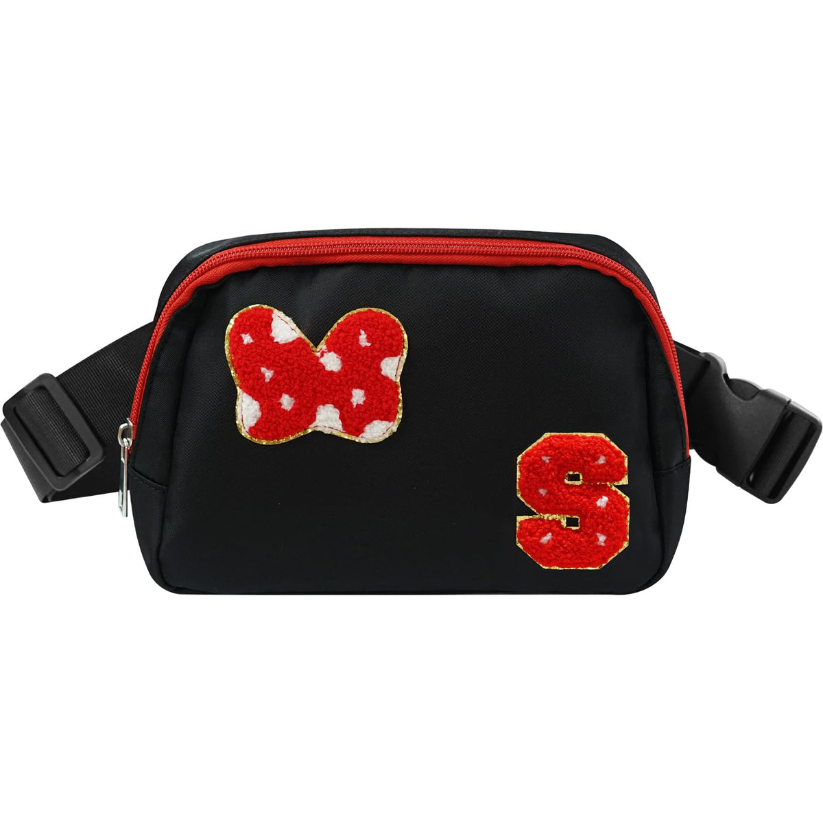 DEEKI Initial Letter Cute Mouse Fanny Pack for Girls Waterproof Crossbody Waist Bag with Adjustable Strap Personalized Belt Bag for Travel-R
