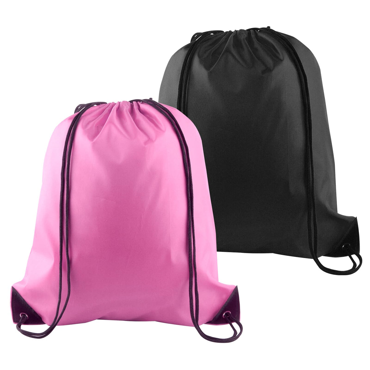 PLULON 2Pcs Drawstring Bags Bulk, Drawstring Backpack Pink Red String Backpack Cinch Sack Sport Gym Backpack Bags for Yoga Traveling Outdoor Sports