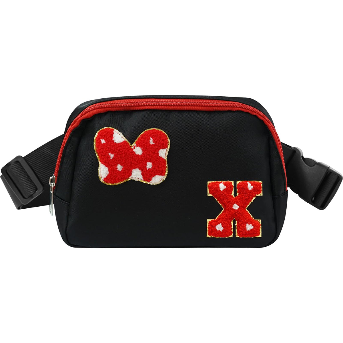 DEEKI Initial Letter Cute Mouse Fanny Pack for Girls Waterproof Crossbody Waist Bag with Adjustable Strap Personalized Belt Bag for Travel-R