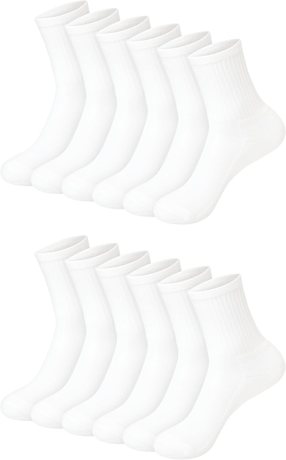 Hanes Girls' White Crew, Ankle & No Show Socks Pack, Cushioned Socks, Uniform Socks for Girls, 12-pairs