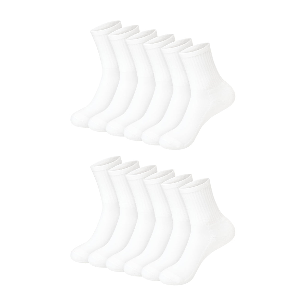Hanes Girls' White Crew, Ankle & No Show Socks Pack, Cushioned Socks, Uniform Socks for Girls, 12-pairs